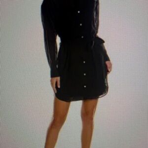 Theory Classic Black Long Sleeve Shirt Dress